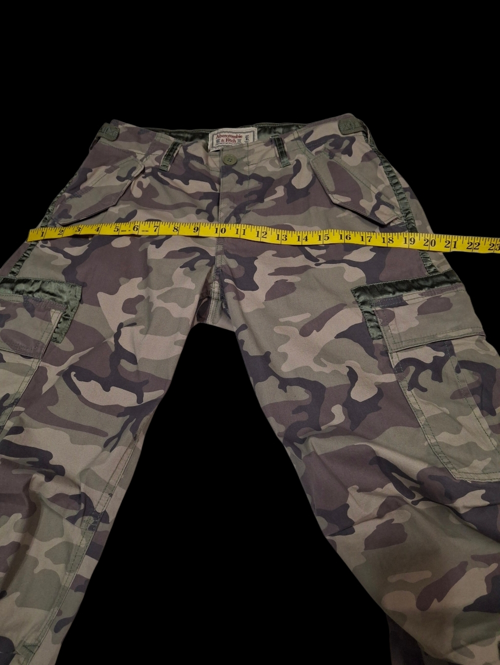 Vintage Y2K Abercrombie & Fitch Green Camo Cargo Utility Pants Women Size 27 - Picture 11 of 16